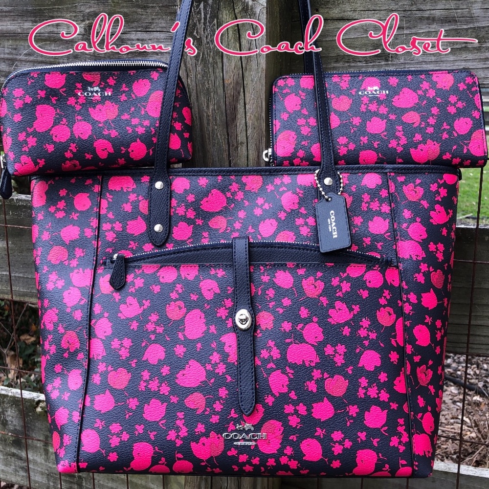 57283 Coach Prairie Calico Floral Bag Wallet Set - Picture 1 of 6